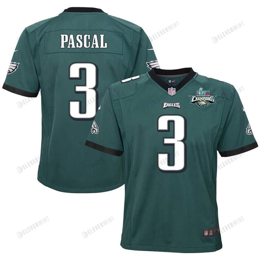 Zach Pascal 3 Philadelphia Eagles Super Bowl LVII Champions 2 Stars 2 Stars Youth Game Jersey - Black