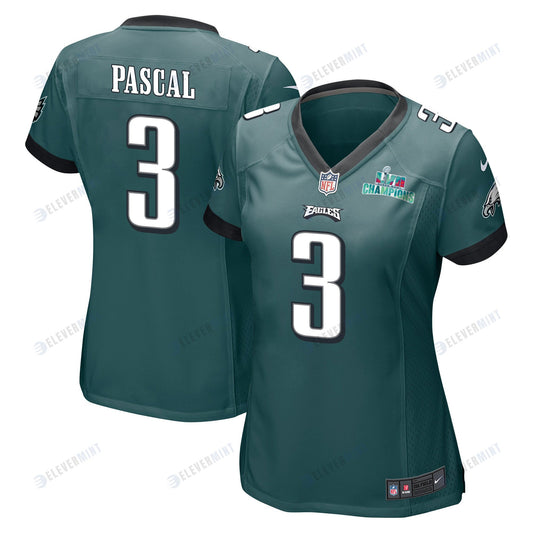 Zach Pascal 3 Philadelphia Eagles Super Bowl LVII Champions Women Game Jersey - Midnight Green