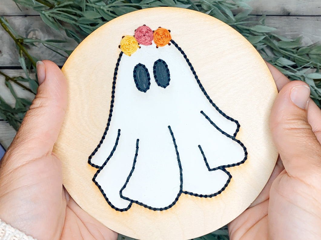 DIY Cute Ghost Wood Embroidery Kit