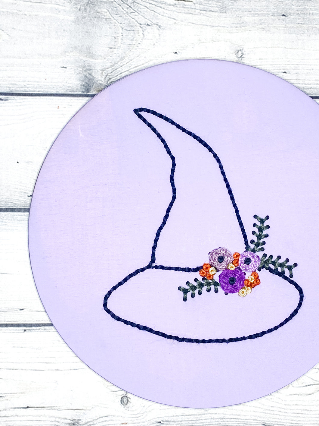 DIY Witch Hat Wood Embroidery Kit