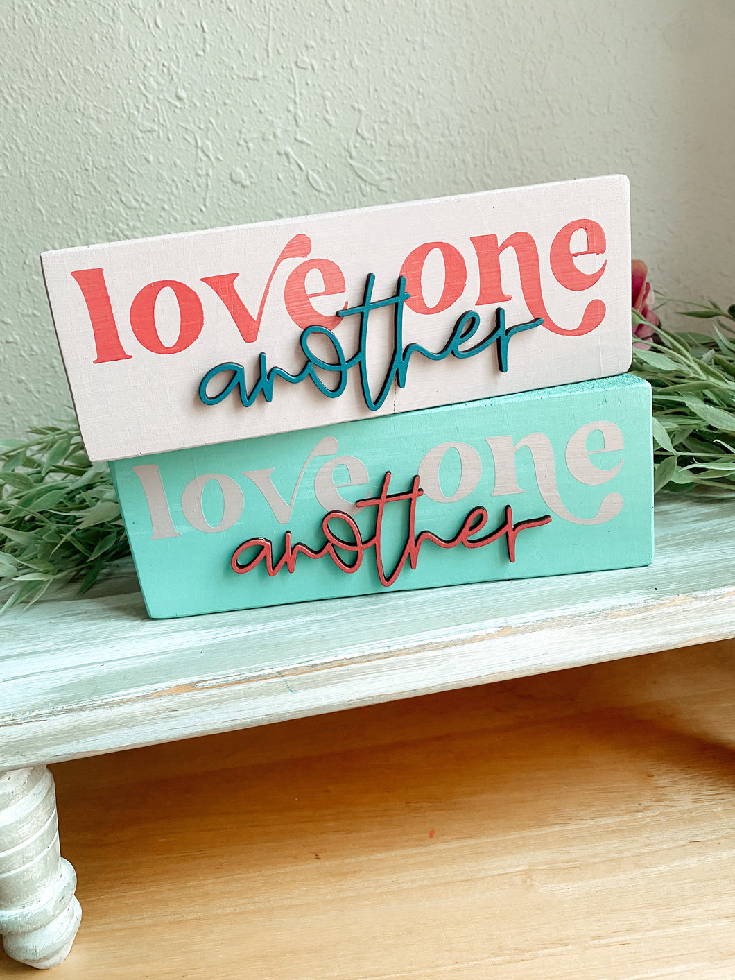 Love One Another Wood Block