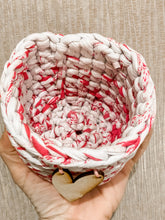 Load image into Gallery viewer, Pink and White Crocheted Mini Basket
