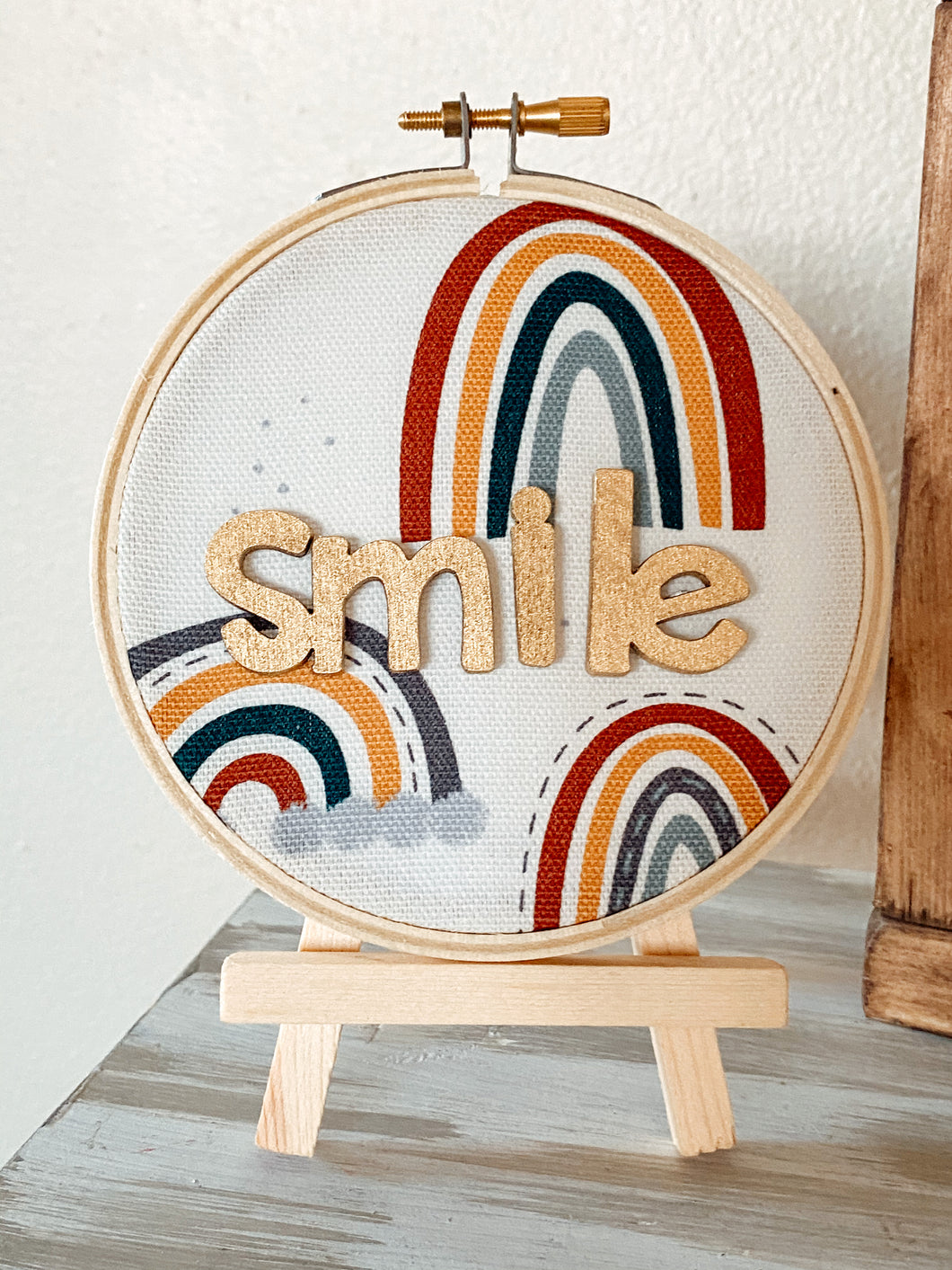 “Smile” Rainbow embroidery Hoop