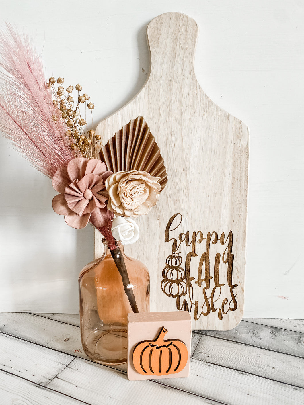 Happy Fall Wishes Engraved Decorative Board
