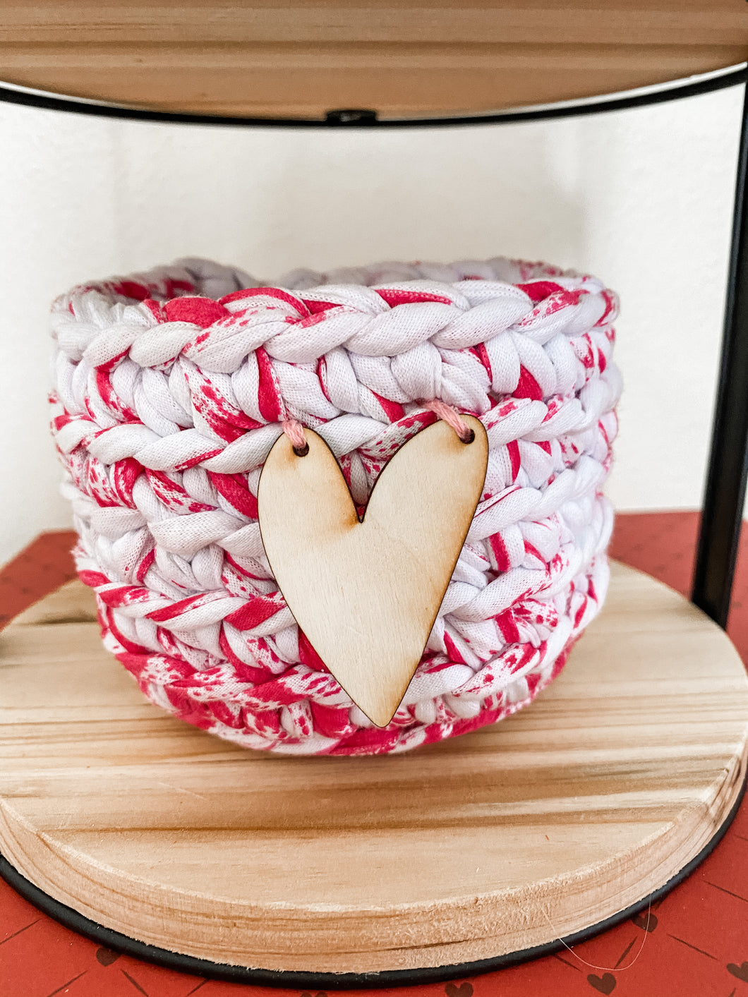 Pink and White Crocheted Mini Basket